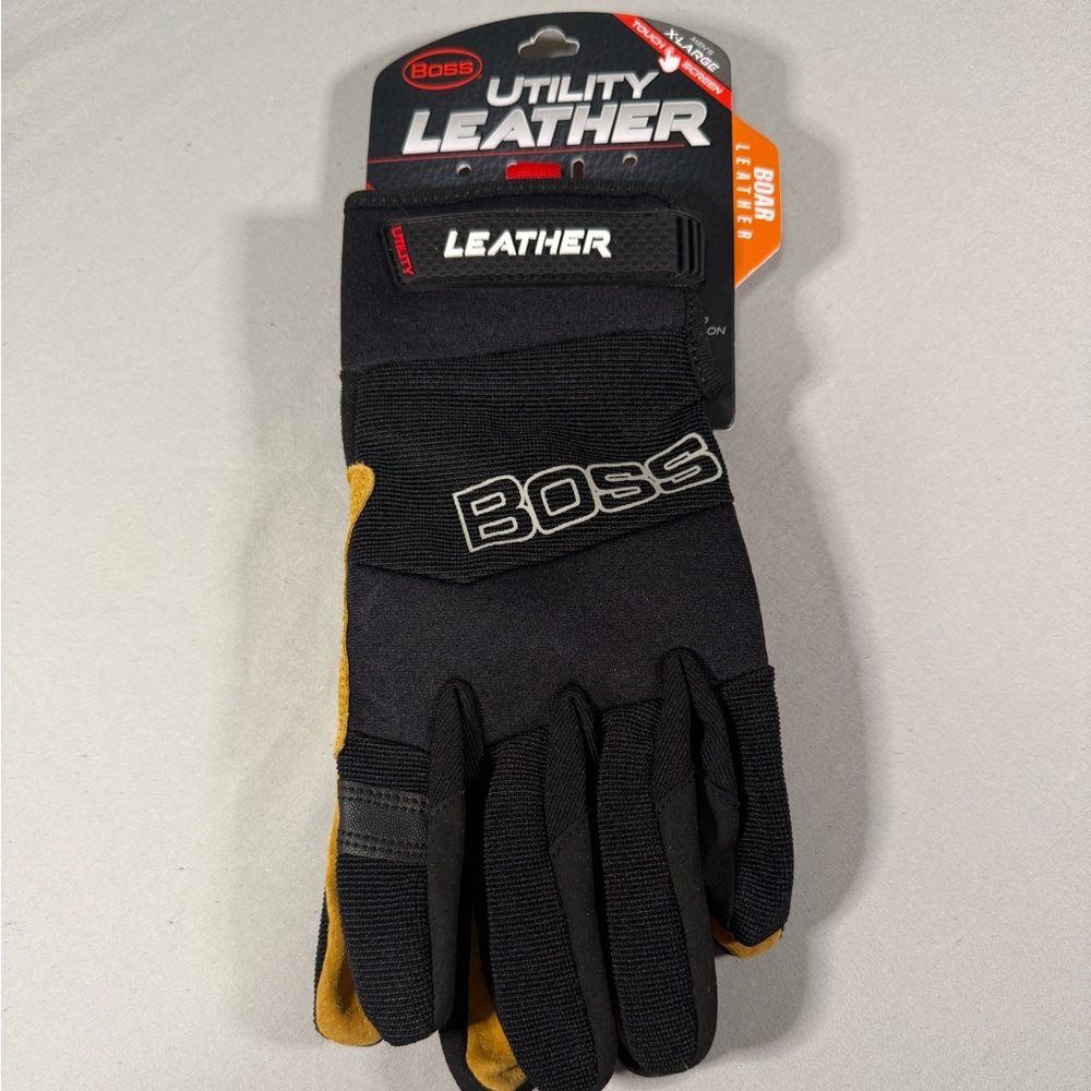 Boss Utility Leather Work Gloves Boar Leather‎ Touchscreen NWT
